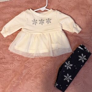 Carter's Cream and Black Snowflake Kids Matching Set